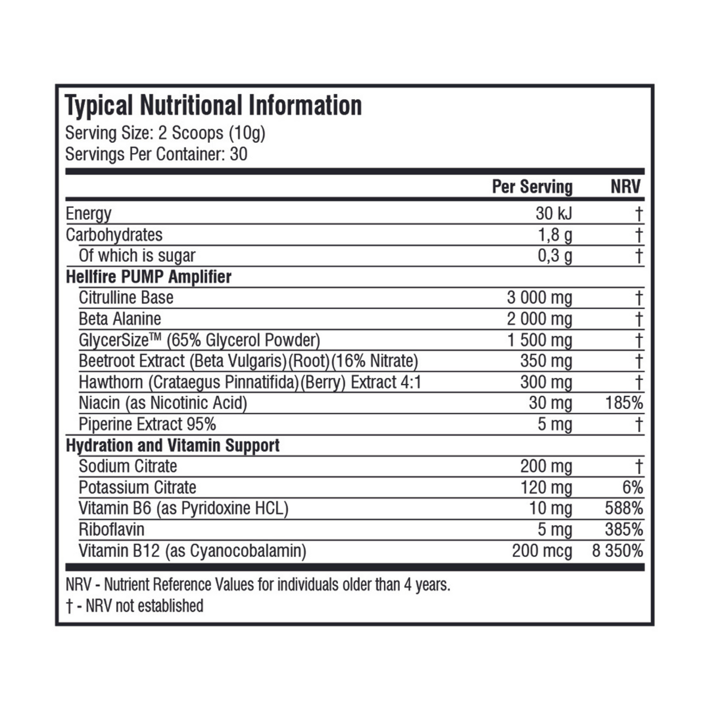 SSA SUPPLEMENTS Hellfire Pump Booster 300g
