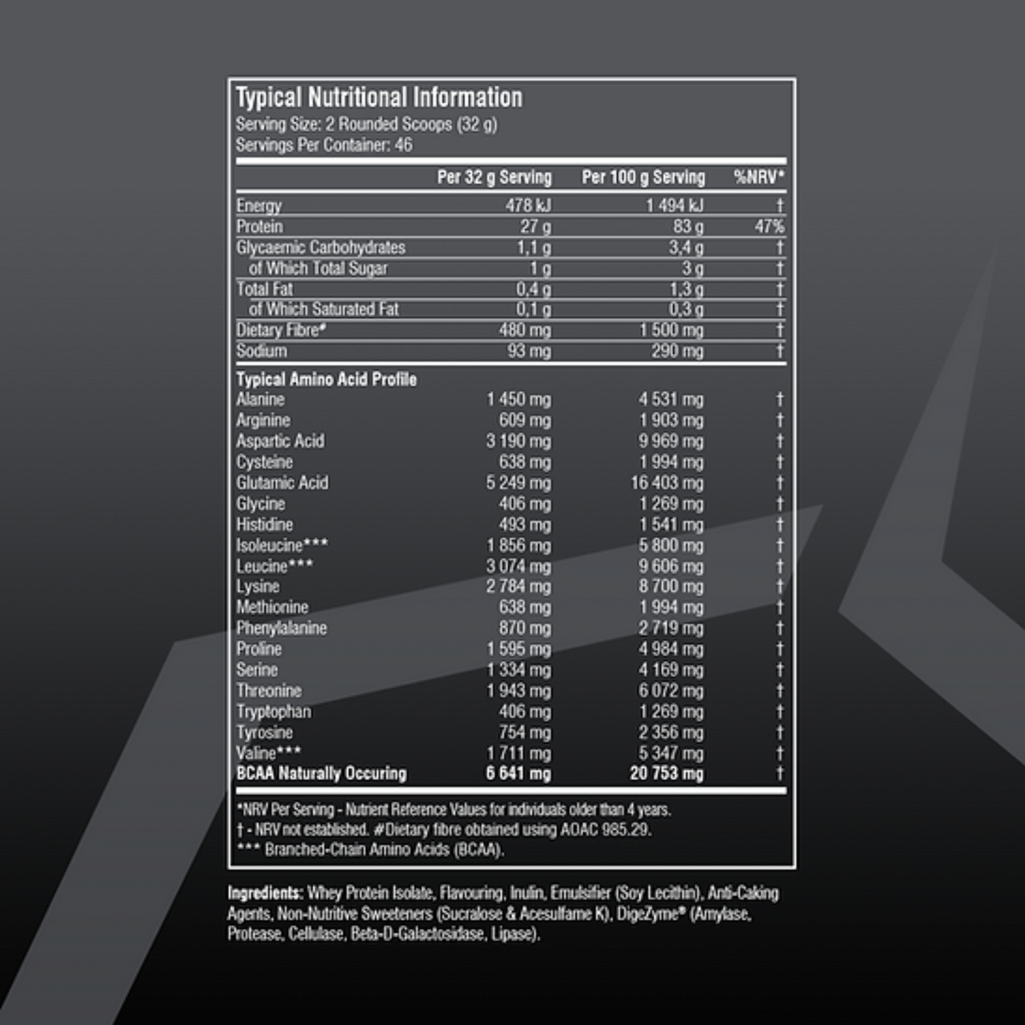 SSA SUPPLEMENTS 100% Whey Isolate 750g