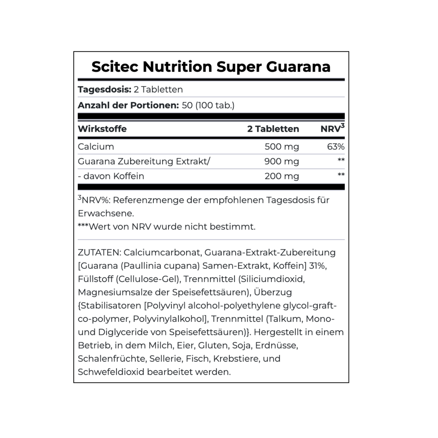 SCITEC NUTRITION Super Guarana 100 Tabletten