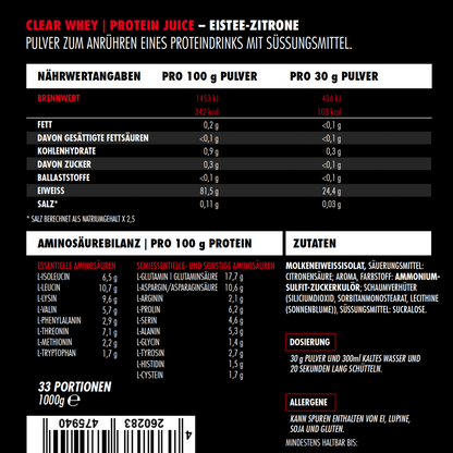 BIG ZONE Clear Whey Protein Juice 1000g