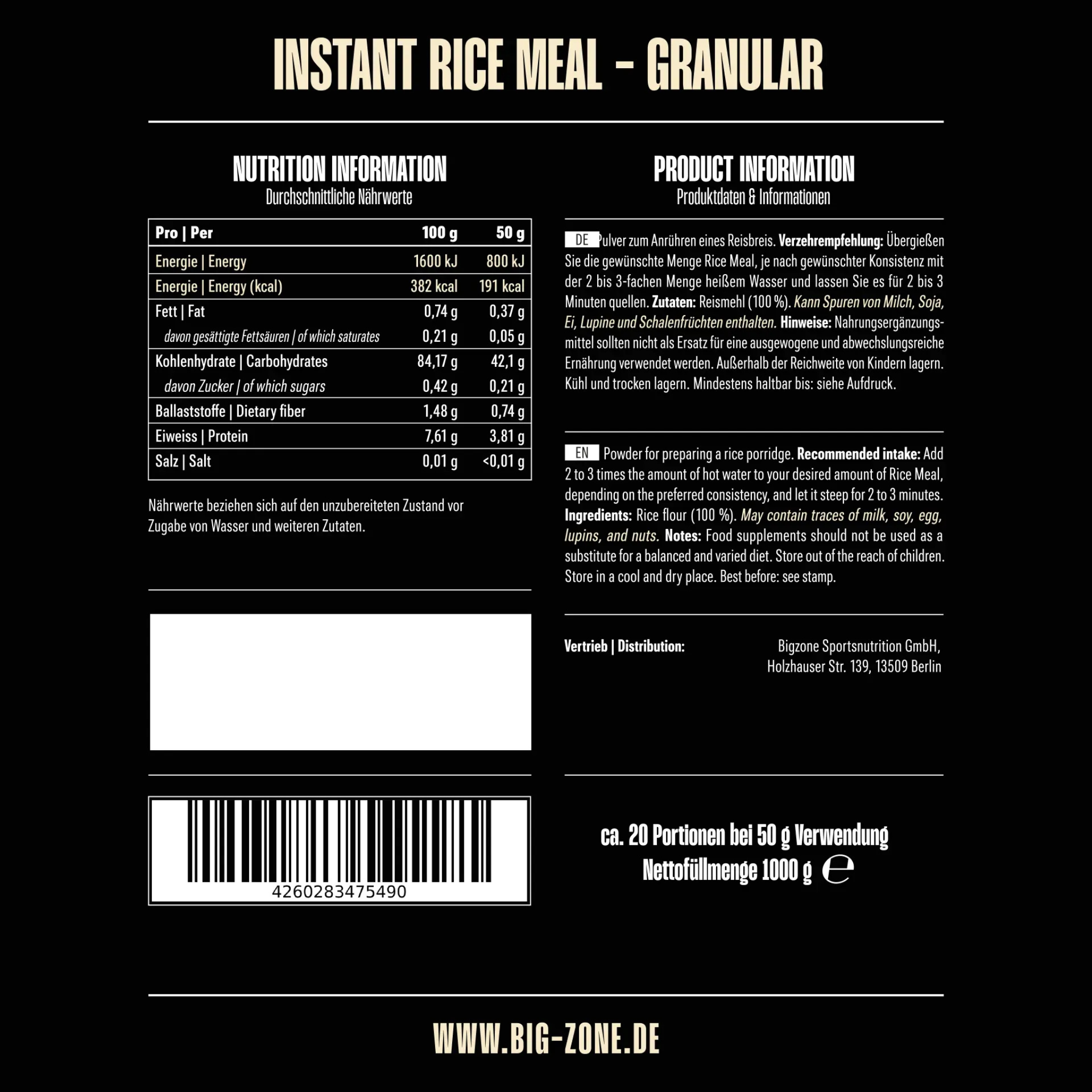 BIG ZONE Instant Rice Meal 1000g