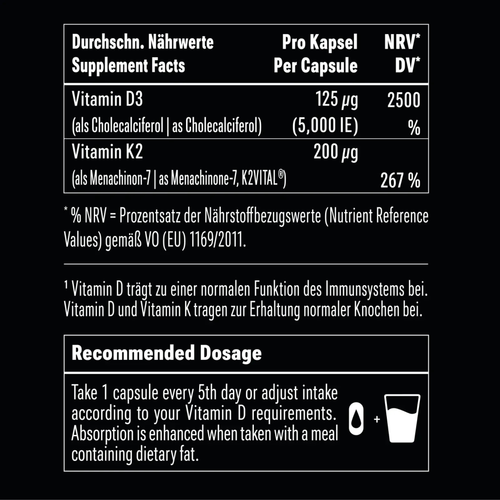 BIG ZONE Vitamin D3 + K2 Liquid Caps 90 Kapseln