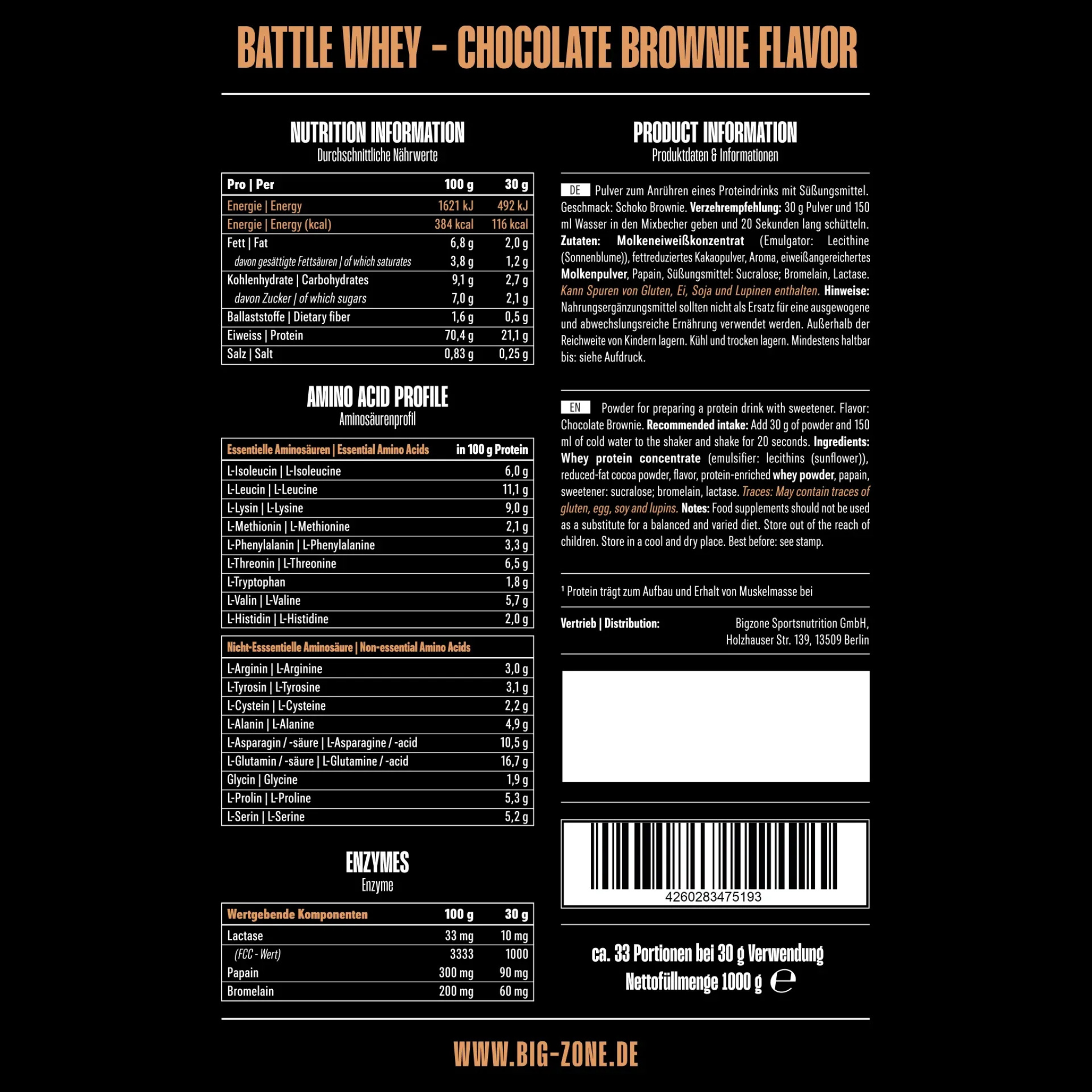 BIG ZONE Battle Whey 1000g