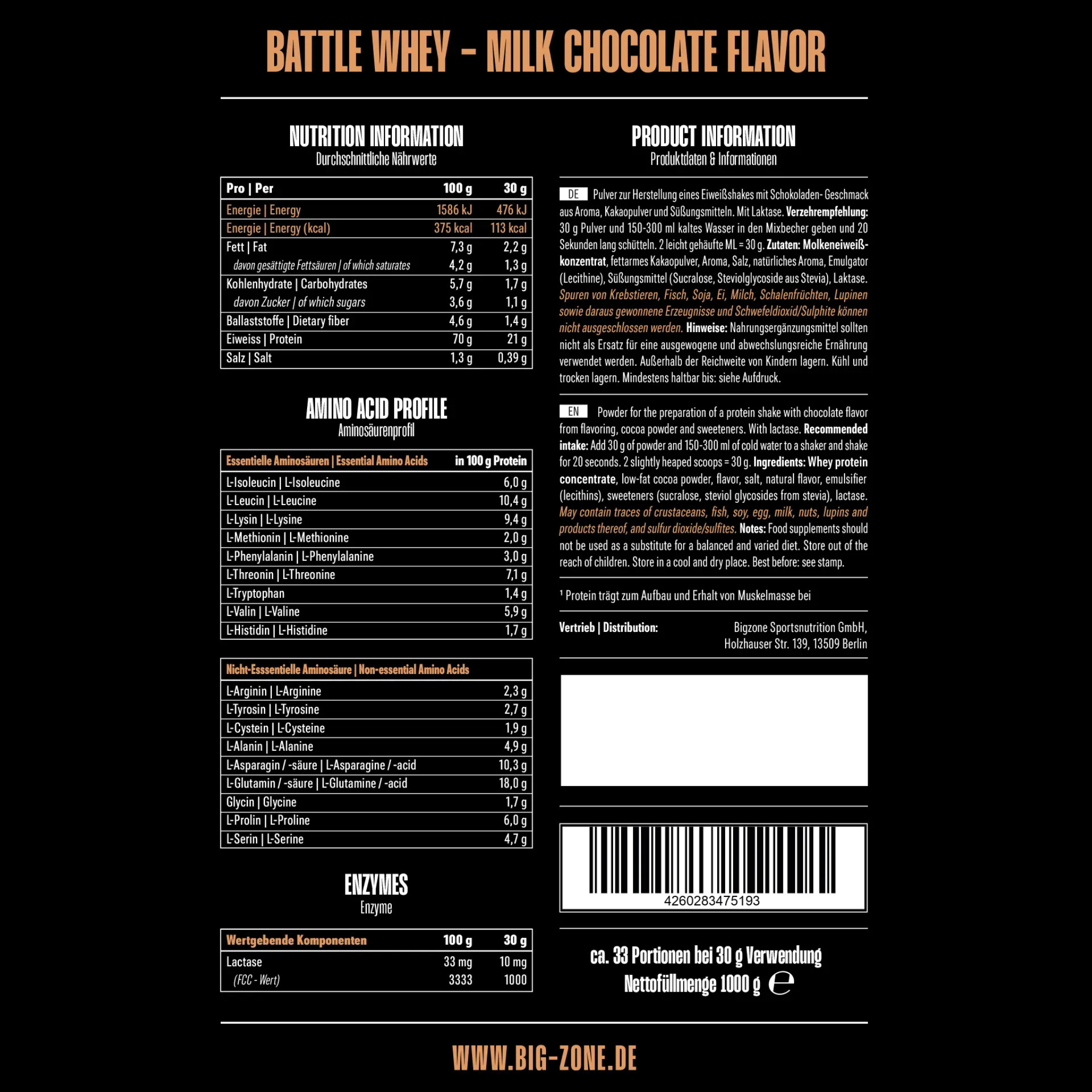 BIG ZONE Battle Whey 1000g