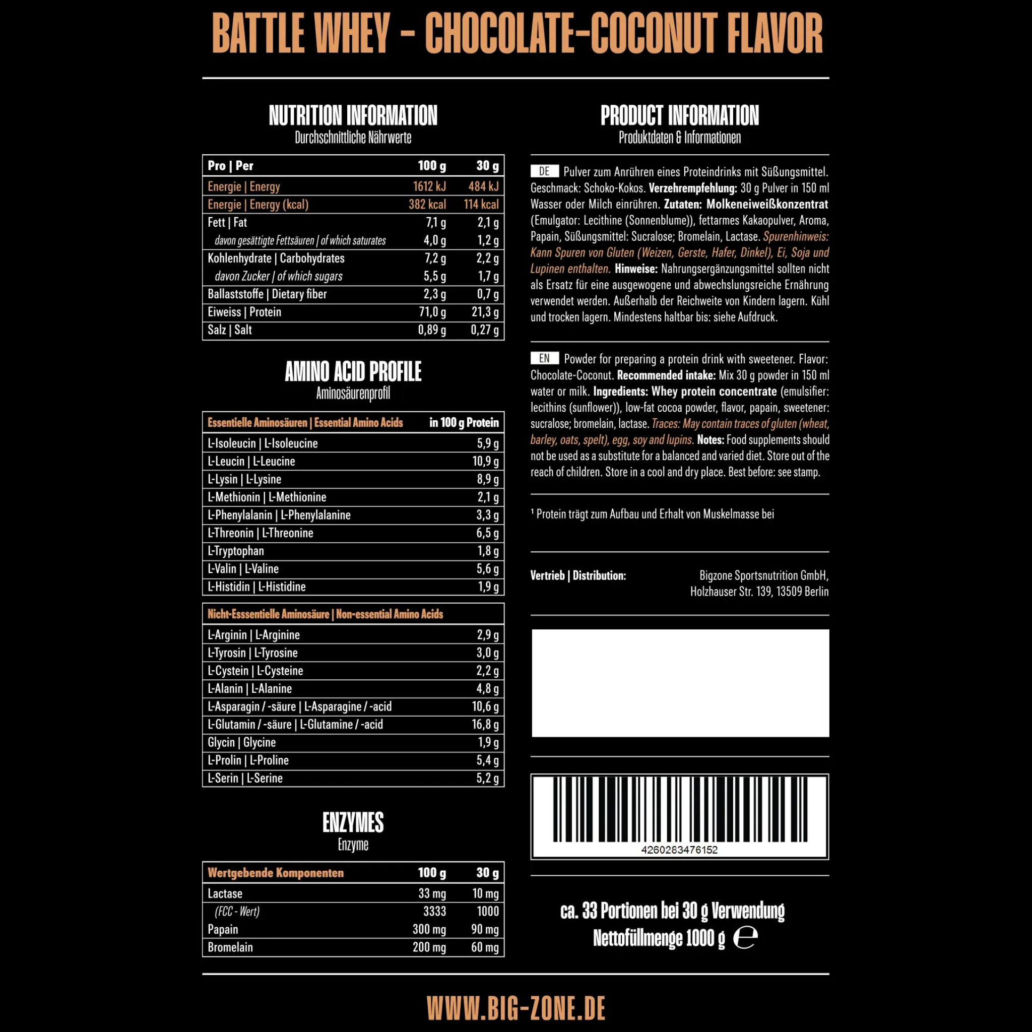 BIG ZONE Battle Whey 1000g