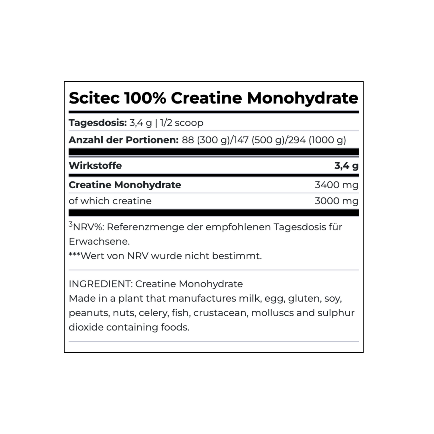 SCITEC NUTRITION 100% Creatine Monohydrate 300g