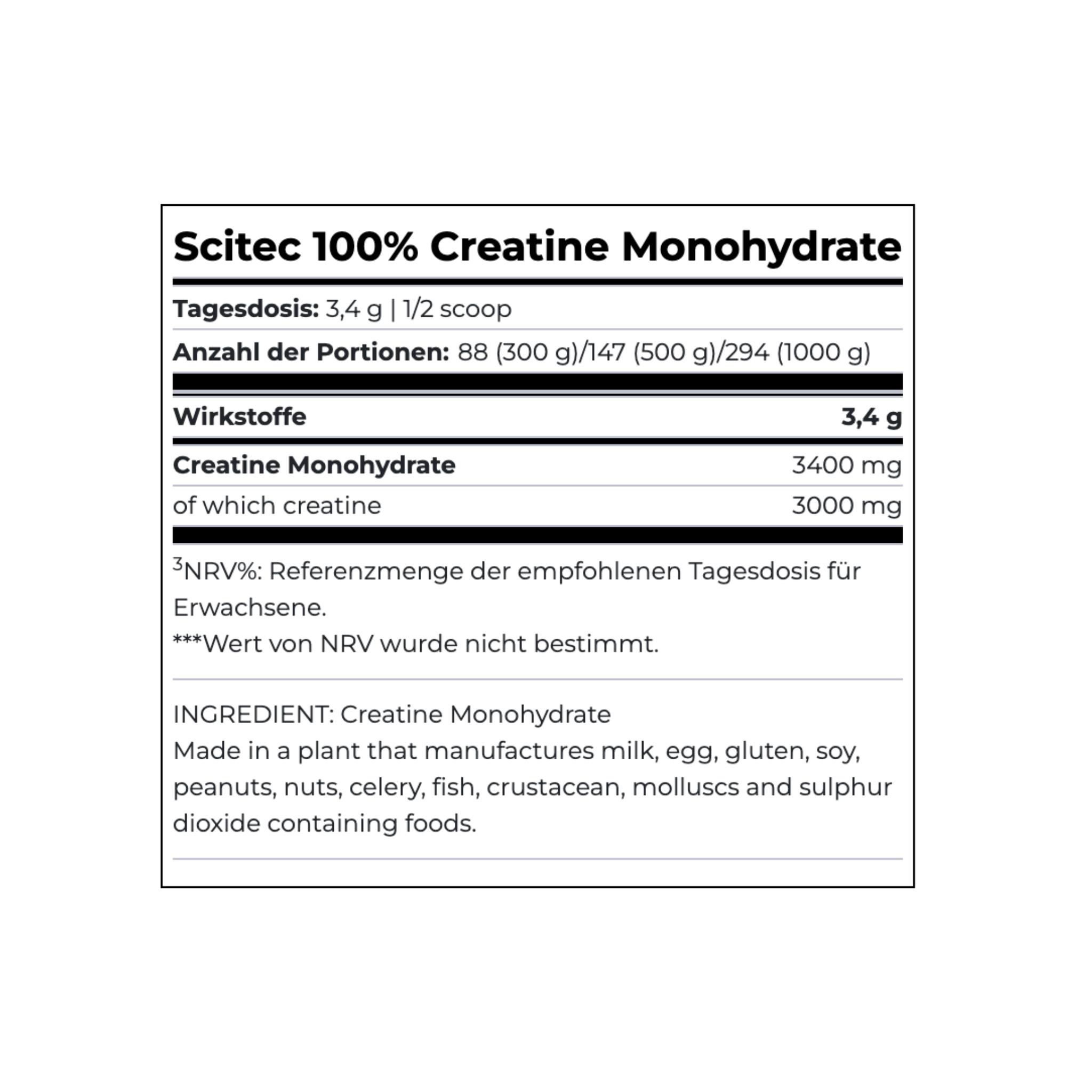 SCITEC NUTRITION 100% Creatine Monohydrate 300g